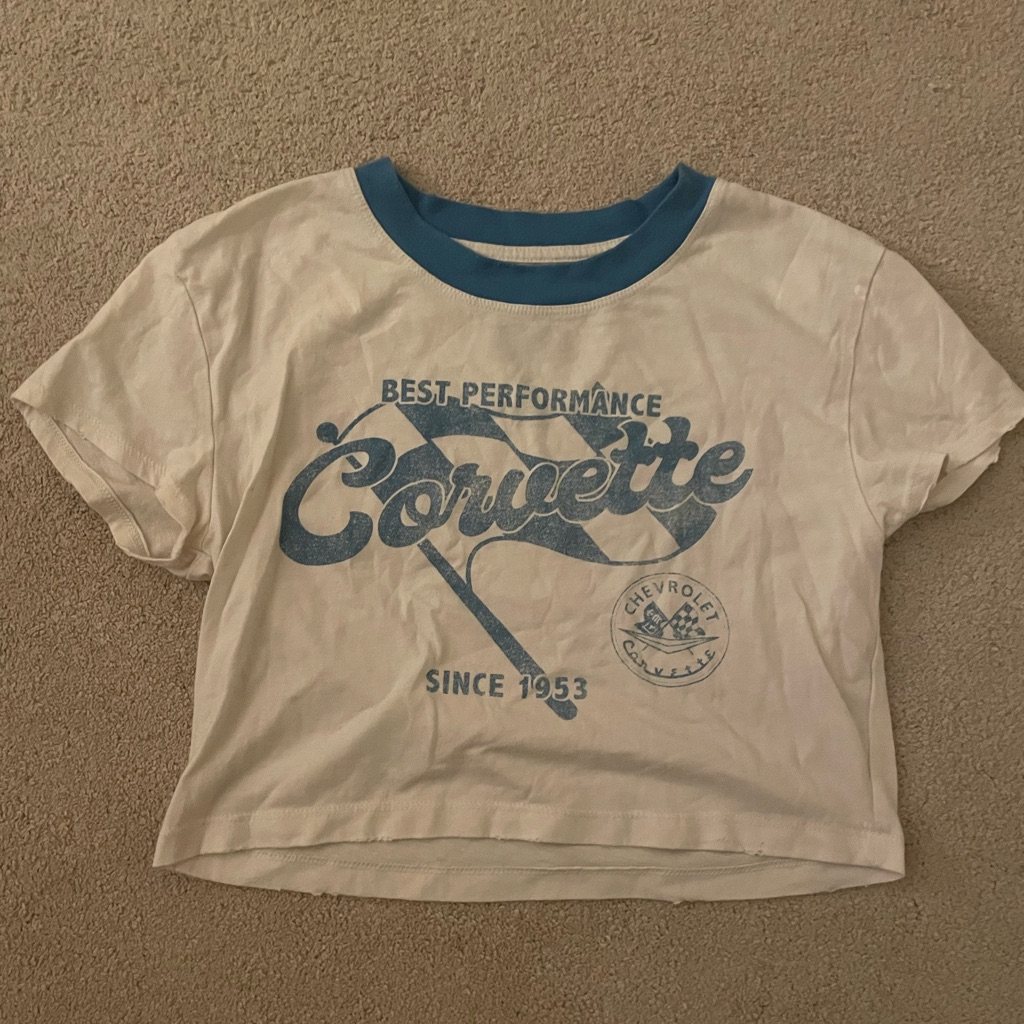 Aeropostale Cream And Blue Graphic Tee